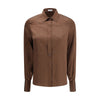 Brunello Cucinelli Brown Silk Dress Shirt