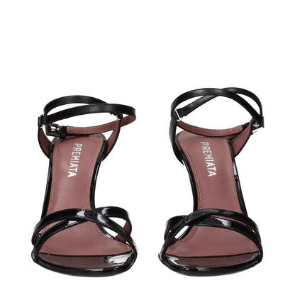 Premiata sorte lædersandaler med stiletthæl