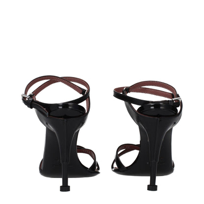 Premiata sorte lædersandaler med stiletthæl