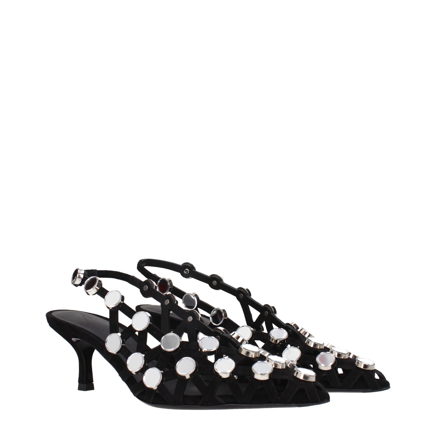 Attico sorte lædersandaler med stiletthæl
