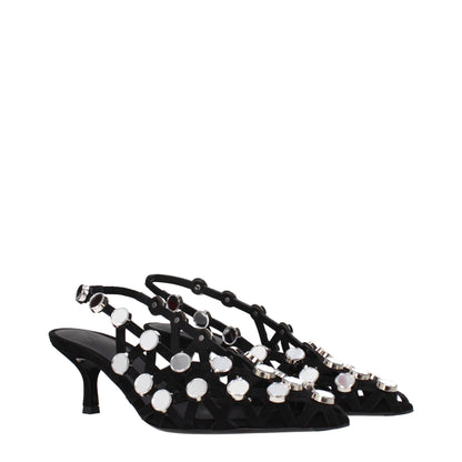 Attico sorte lædersandaler med stiletthæl