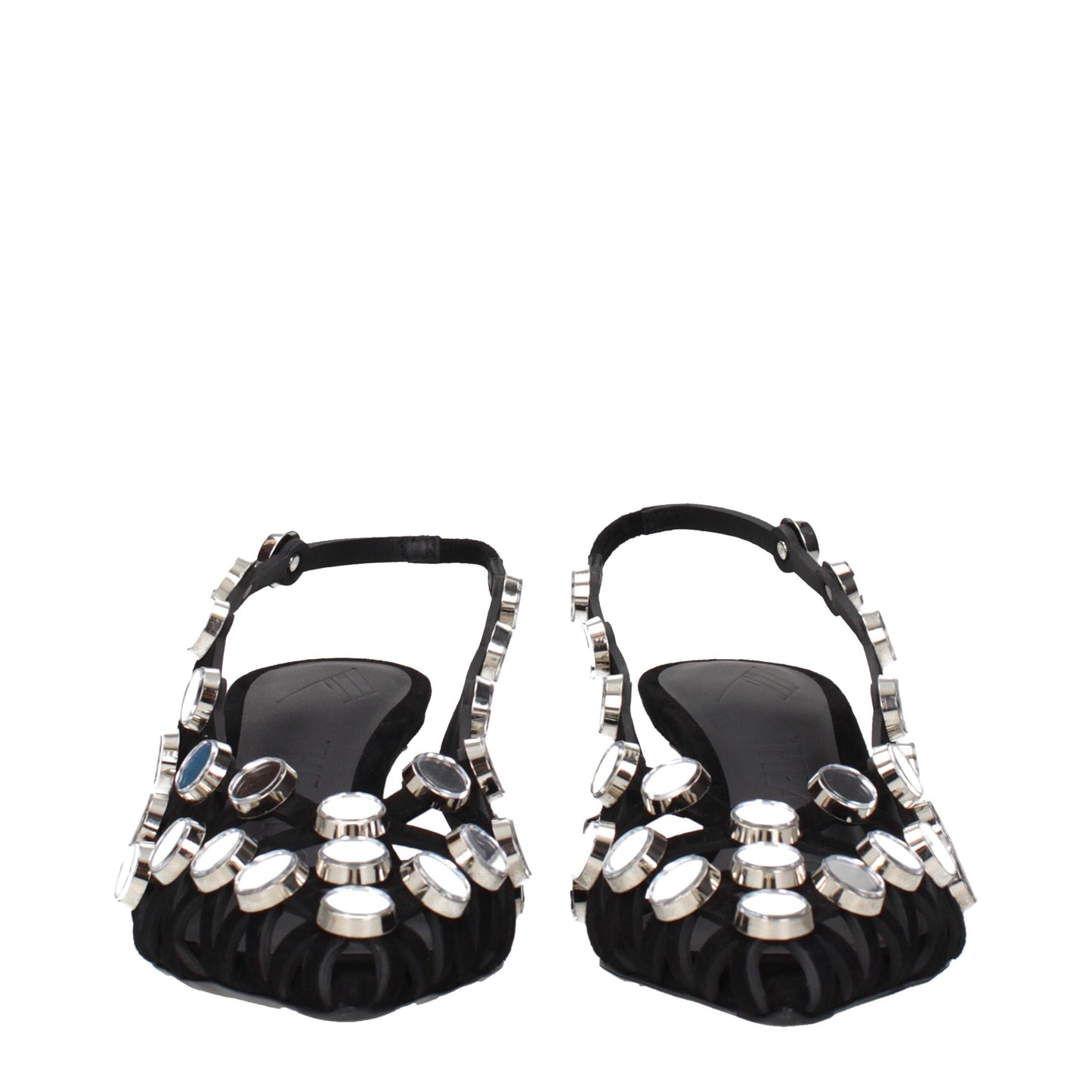 Attico sorte lædersandaler med stiletthæl