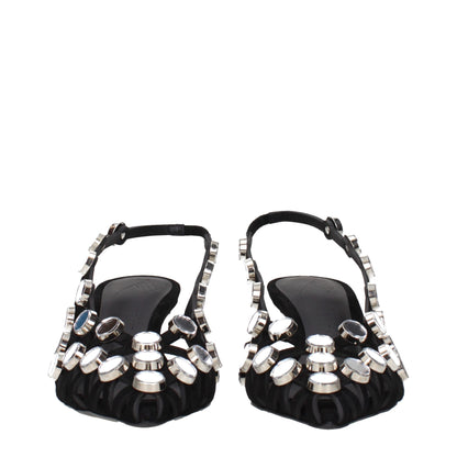 Attico sorte lædersandaler med stiletthæl