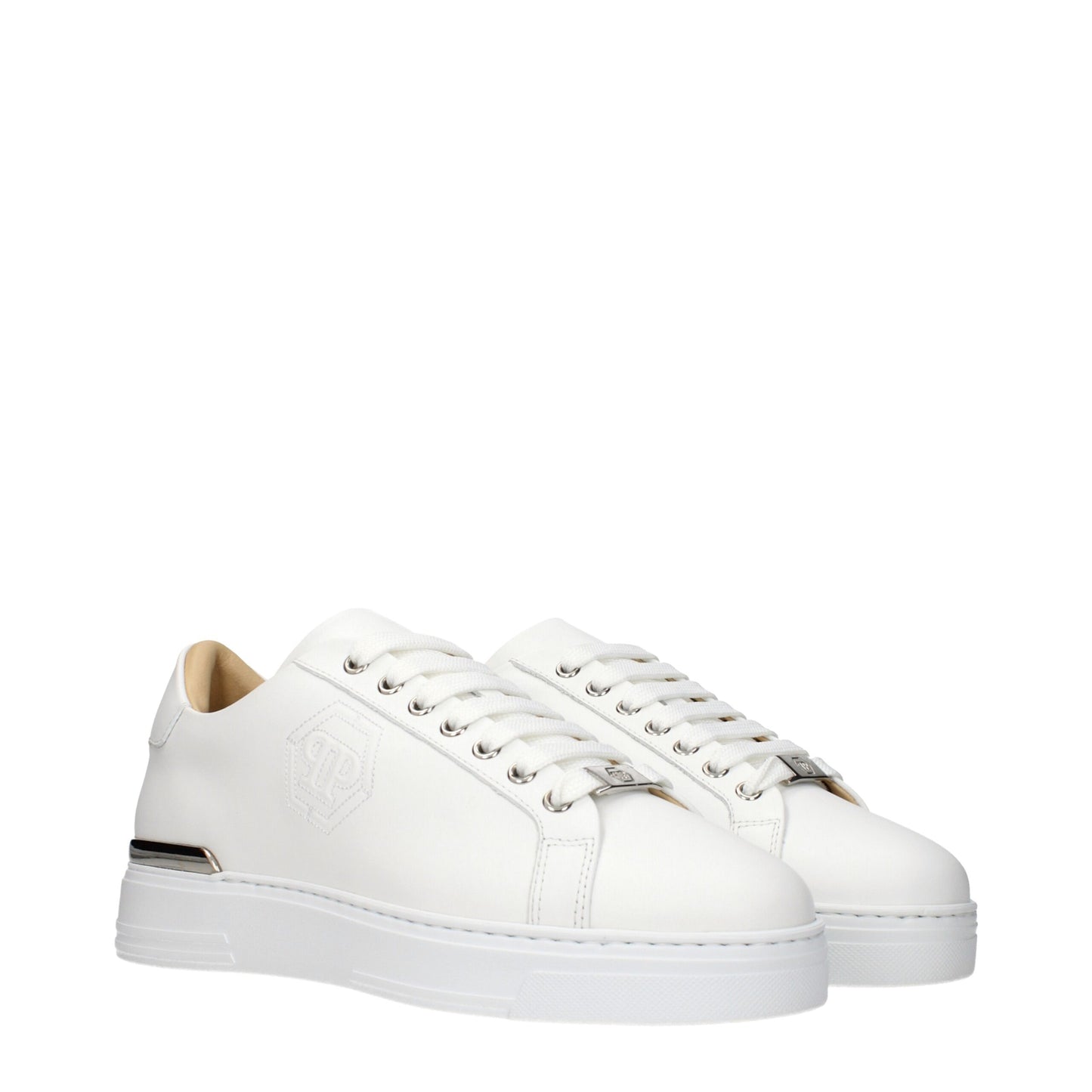 Philipp Plein Hvide Læder Low Top Sneakers