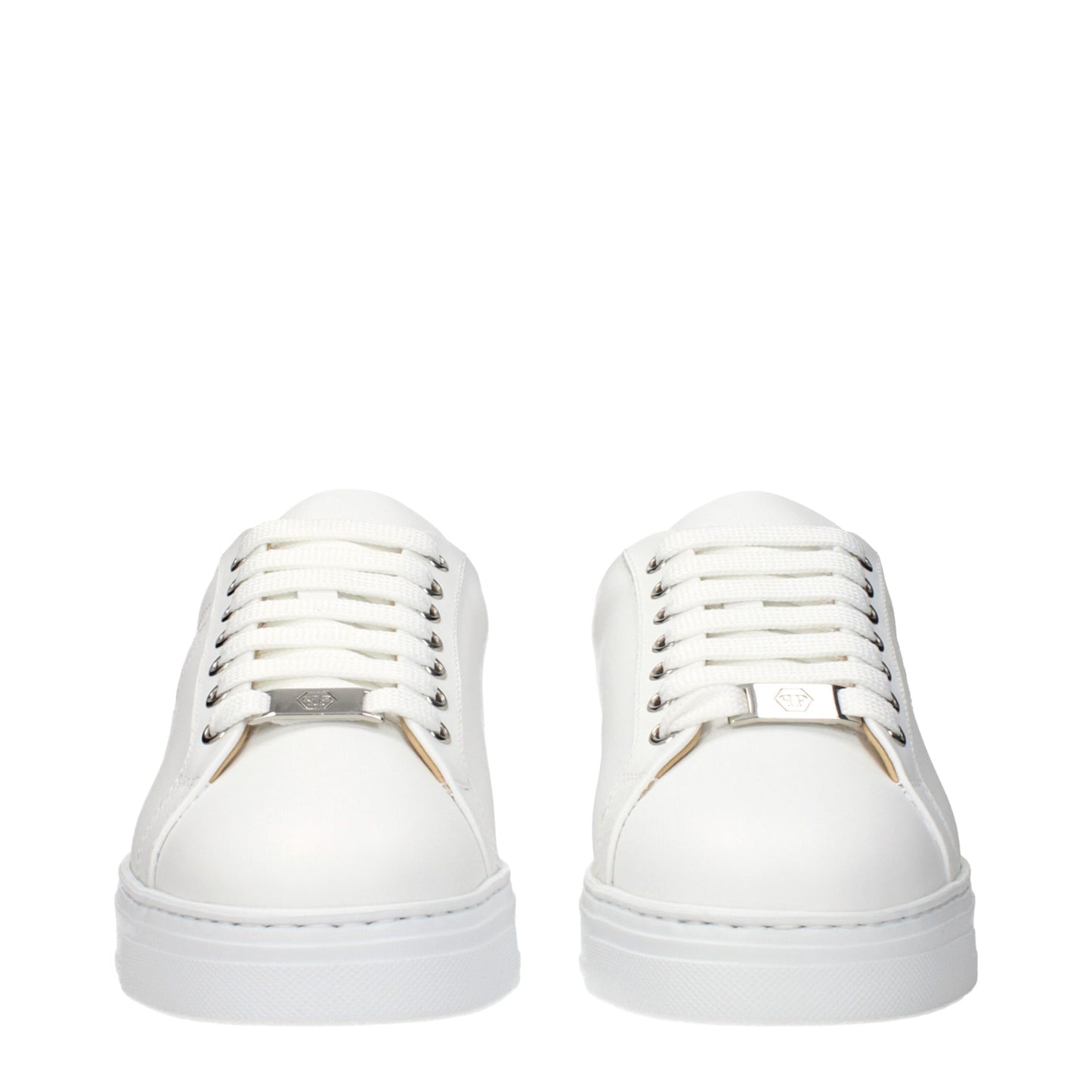 Philipp Plein Hvide Læder Low Top Sneakers