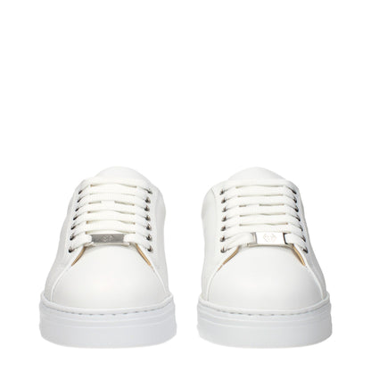 Philipp Plein Hvide Læder Low Top Sneakers