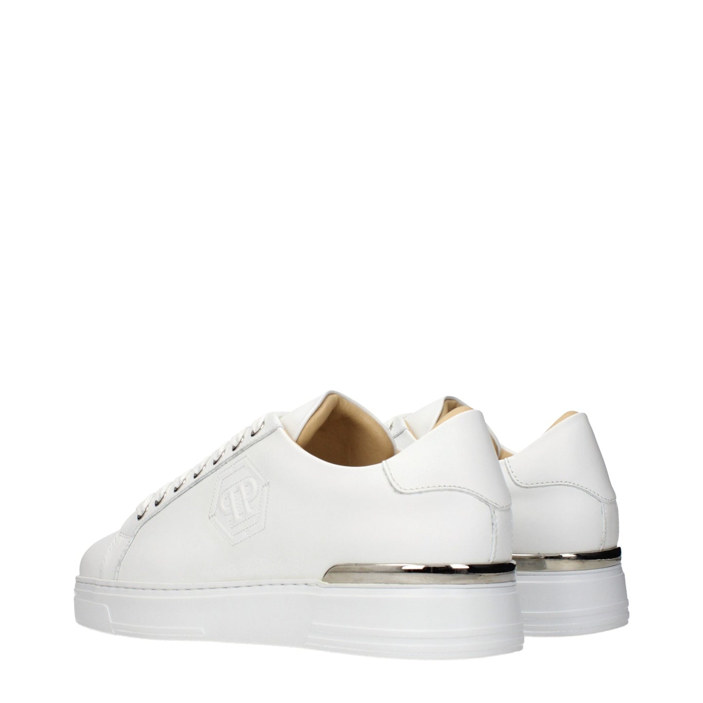 Philipp Plein Hvide Læder Low Top Sneakers