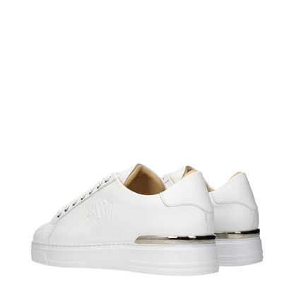 Philipp Plein Hvide Læder Low Top Sneakers