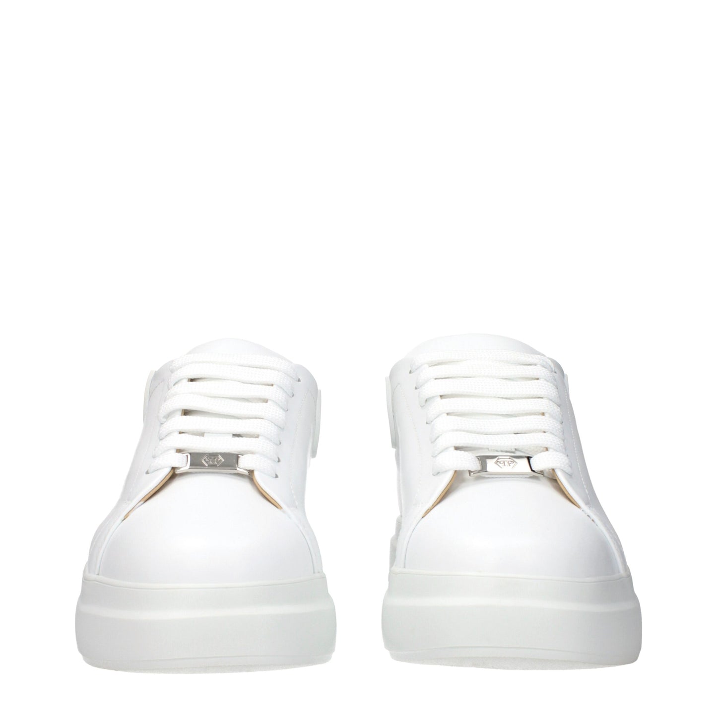 Philipp Plein Hvide Læder Low Top Sneakers