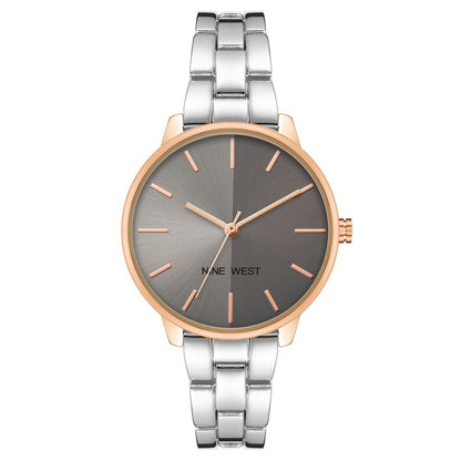 Nine West Gray Metal Dress Watch