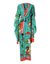 Dolce & Gabbana Green Printed Long Sleeve Wrap Coat Dress