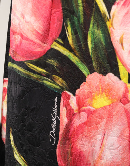Dolce & Gabbana Black Floral Print Viscose A-line Mini  Dress