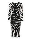 Dolce & Gabbana Black White Zebra Viscose Sheath Midi Dress