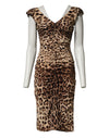 Dolce & Gabbana Brown Leopard Sleeveless Sheath Midi Dress