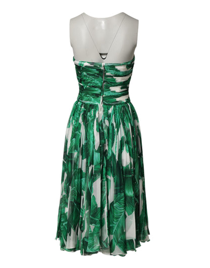 Dolce & Gabbana Green Pineapple Embellished BananaLeaf Dress