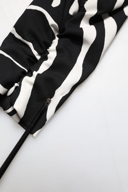 Dolce & Gabbana Black White Zebra Silk Sheath Mini Dress