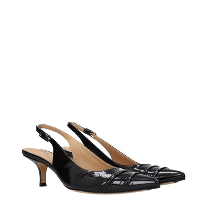 Maison Margiela Black Leather Mid Heel Pumps