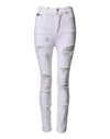 Dolce & Gabbana White Distressed High Waist Denim Jeans