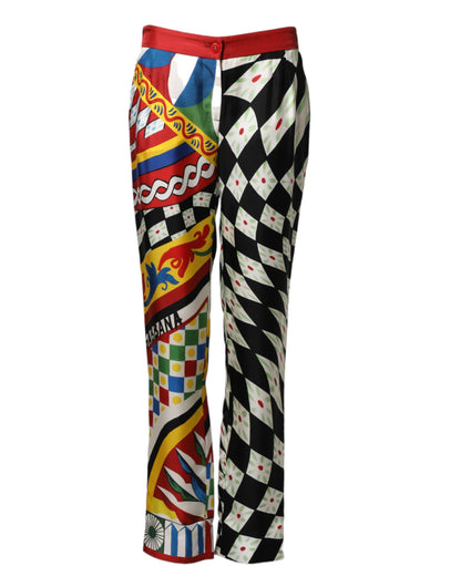 Dolce & Gabbana Multicolor Carretto Pattern Straight Pants