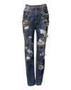 Dolce & Gabbana Blue Cotton Rhinestone Embellish Denim Jeans