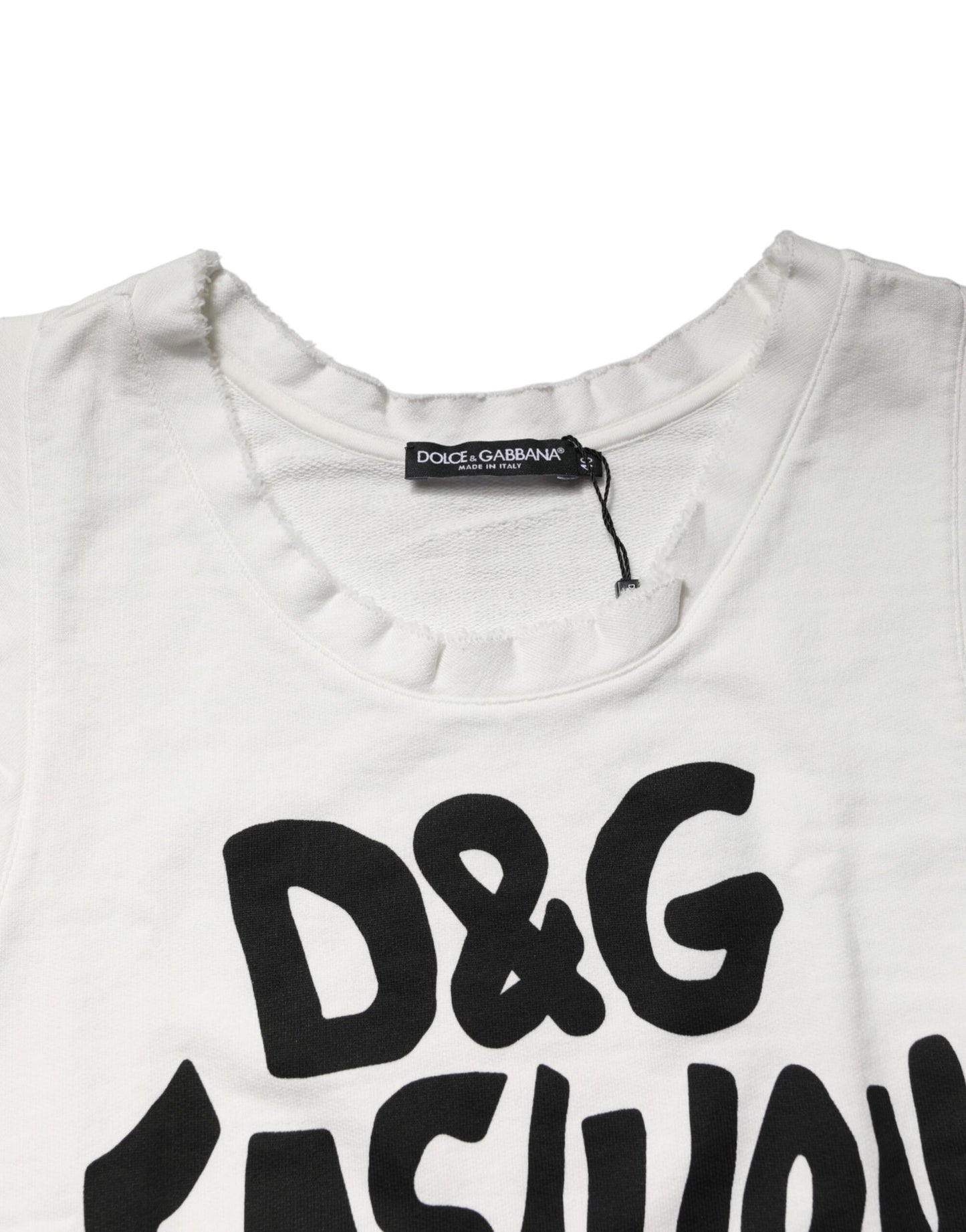 Dolce & Gabbana White Graphic CrewNeck Sleeveless Tank T-shirt