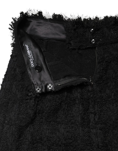 Dolce & Gabbana Black Nylon High Waist Open-Stitch Mini Skirt