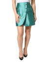 Dolce & Gabbana Green Polyester Button High Waist Mini Skirt