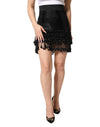 Dolce & Gabbana Black Nylon Embellished Lace Mini Skirt