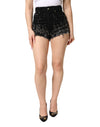Dolce & Gabbana Black Pins Cotton Denim Hot Pants Shorts