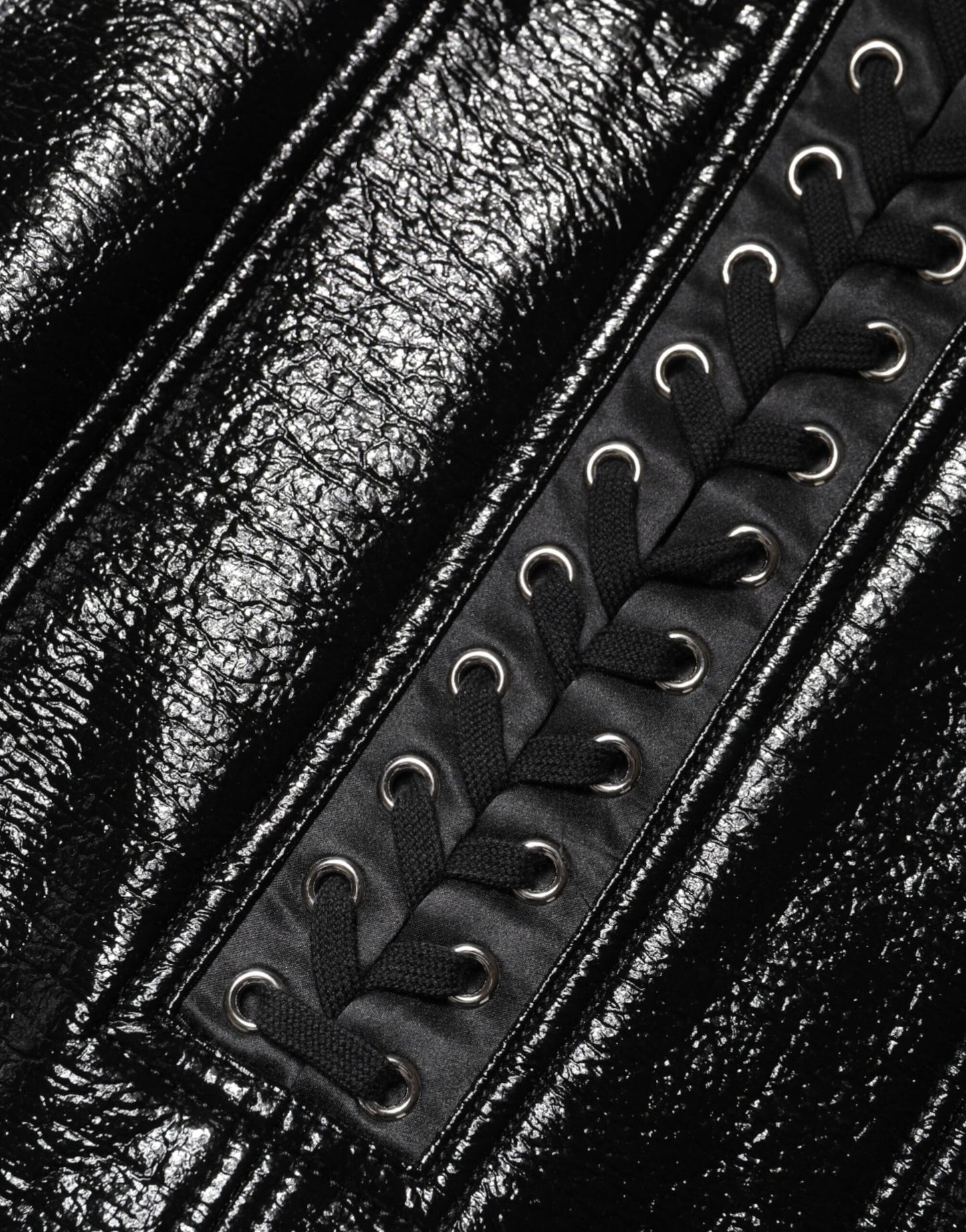 Dolce & Gabbana Black Nylon Eyelet Detail Coated Mini Skirt