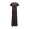 Ferragamo Brown Fleece Wool Long Dress