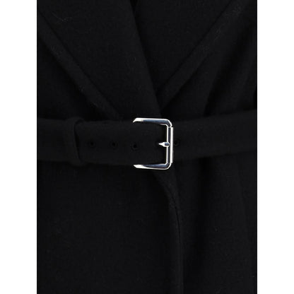 Max Mara Black Fleece Wool Coat