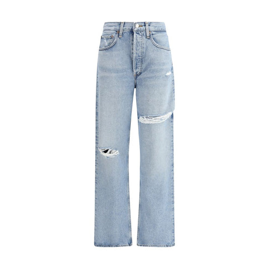 Agolde Light Blue Cotton Straight-Leg Jeans