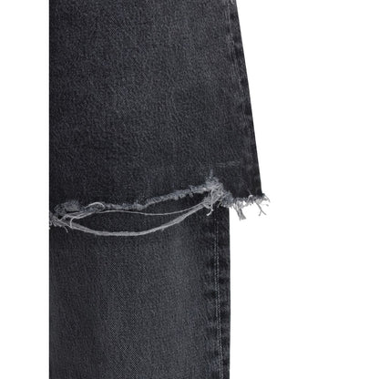 Agolde Black Recycled Cotton Straight-Leg Jeans