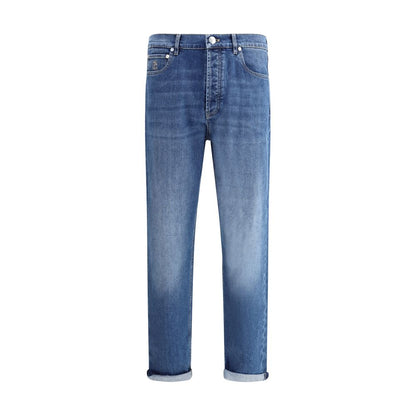 Brunello Cucinelli Blue Cotton Straight-Leg Jeans