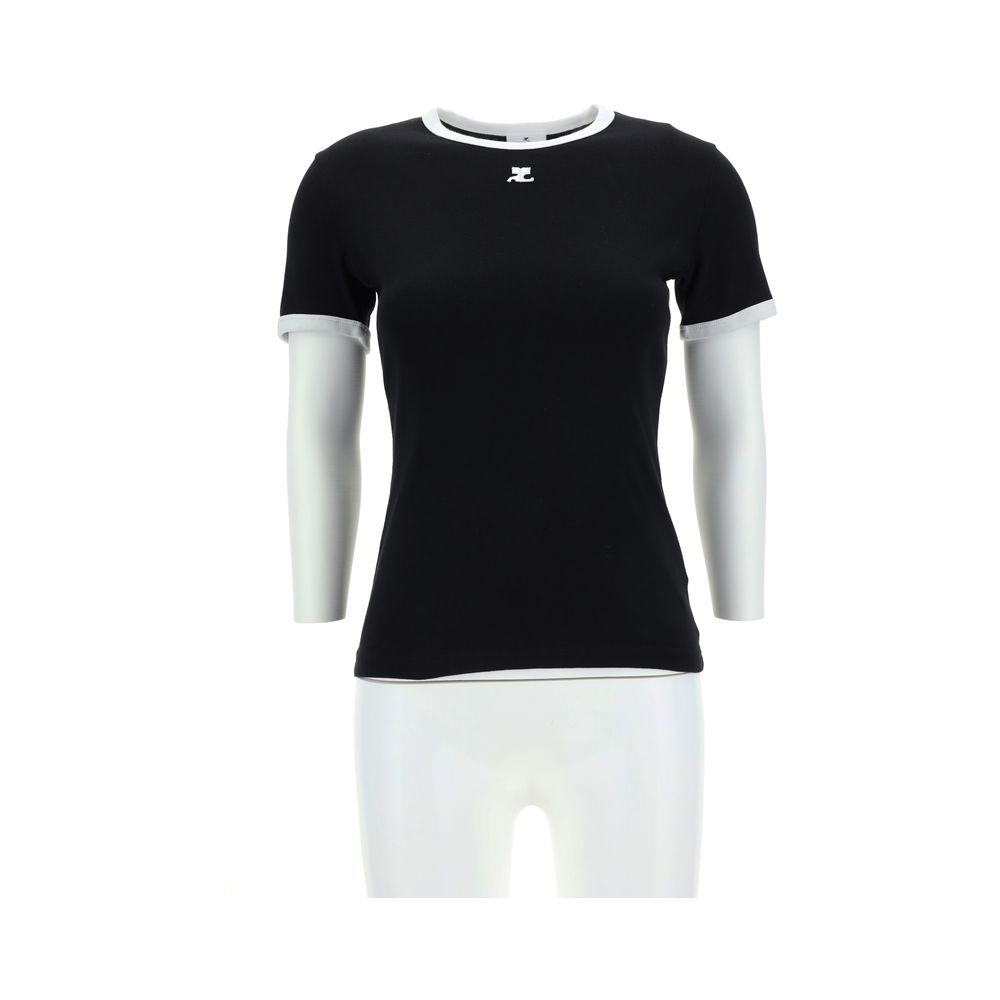 Courrèges Black Cotton T-Shirt