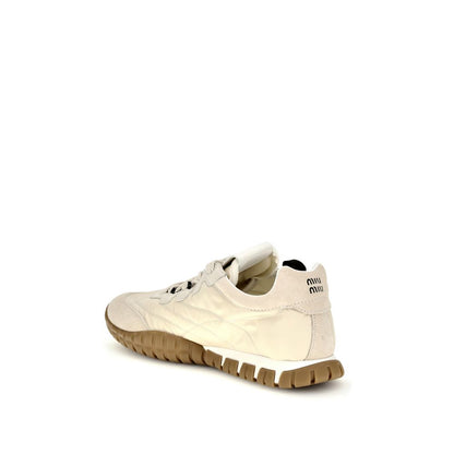 Miu Miu Cream Recycled Polyamide Athletic Sneakers