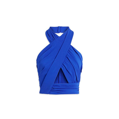 Balmain Blue Elastane Tank Tops