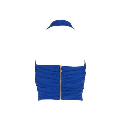 Balmain Blue Elastane Tank Tops