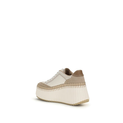 Chloé Cream Calf Leather Bos Taurus Platform Sneakers