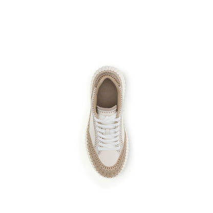 Chloé Cream Calf Leather Bos Taurus Platform Sneakers