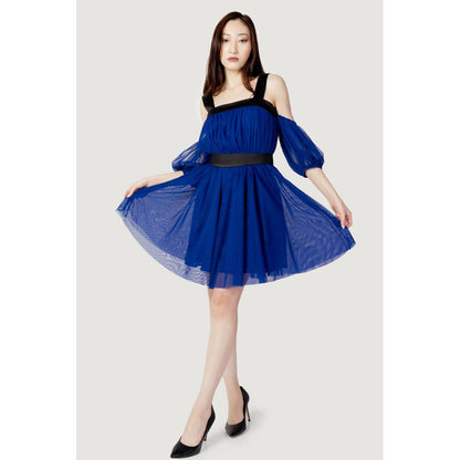 Hanny Deep Blue Polyester Midi Dress