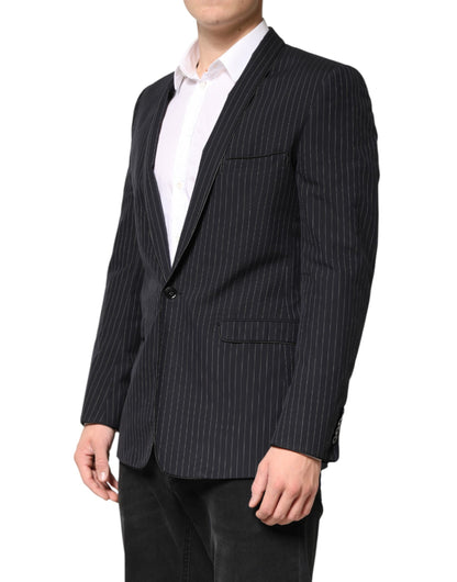 Dolce & Gabbana Black Stripes 1 Button Suit Jacket Blazer