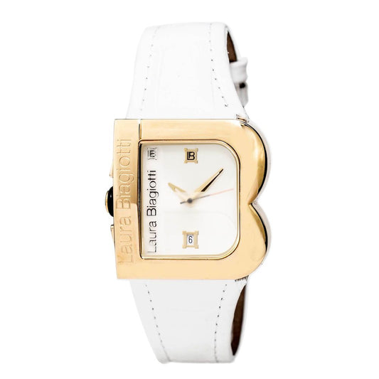 Laura Biagiotti White Leather Dress Watch