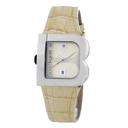 Laura Biagiotti Beige Leather Dress Watch