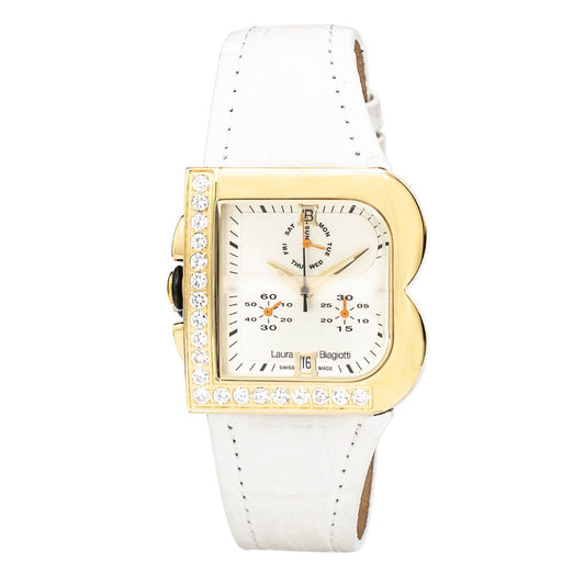Laura Biagiotti White Leather Dress Watch