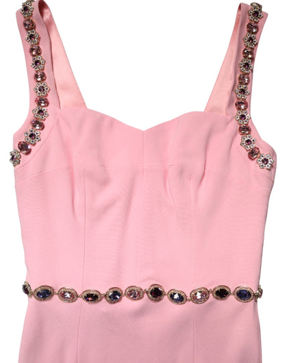 Dolce & Gabbana Pink Crystal Sheath Mermaid Long Gown Dress