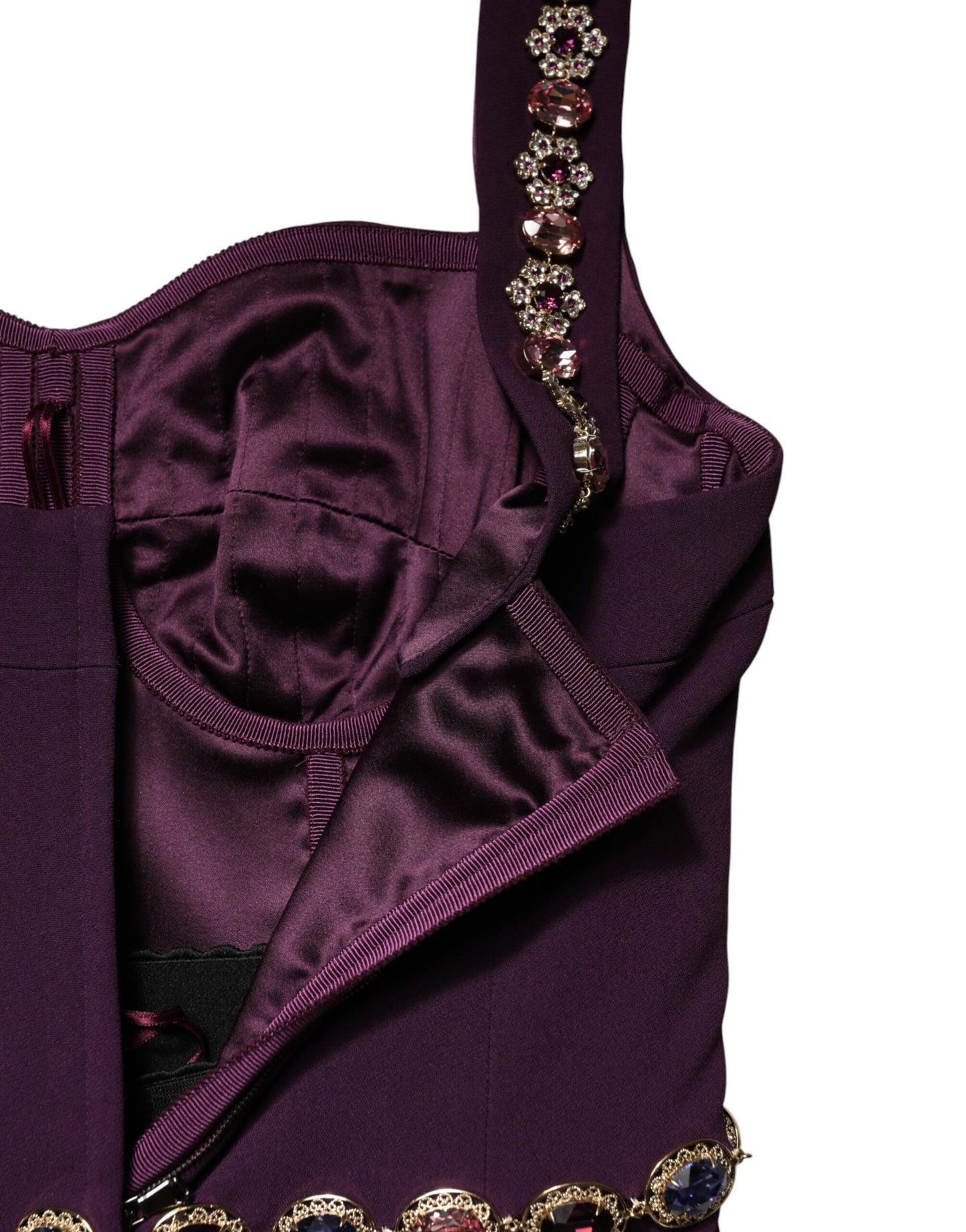 Dolce & Gabbana Violet Embellished Sheath Mermaid Gown Dress