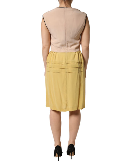 FILOS Multicolor Silk Deep V-neck Sleeveless Knee Length Dress