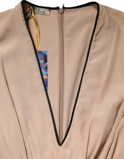 FILOS Multicolor Silk Deep V-neck Sleeveless Knee Length Dress